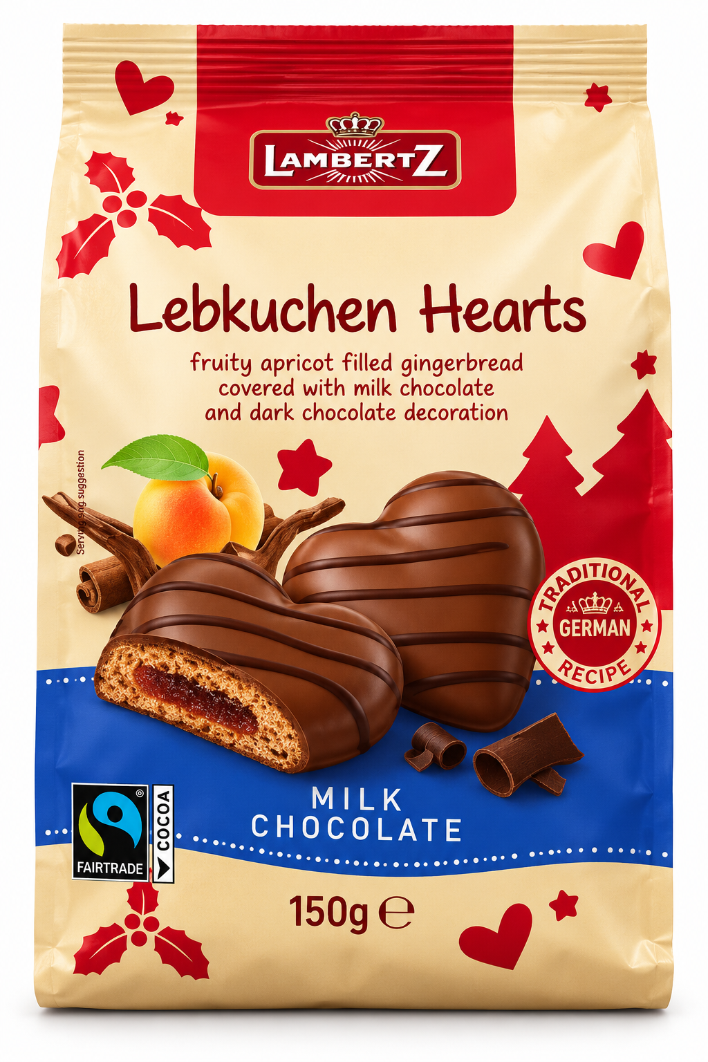 Lambertz Milk Chocolate Lebkuchen Hearts 150g
