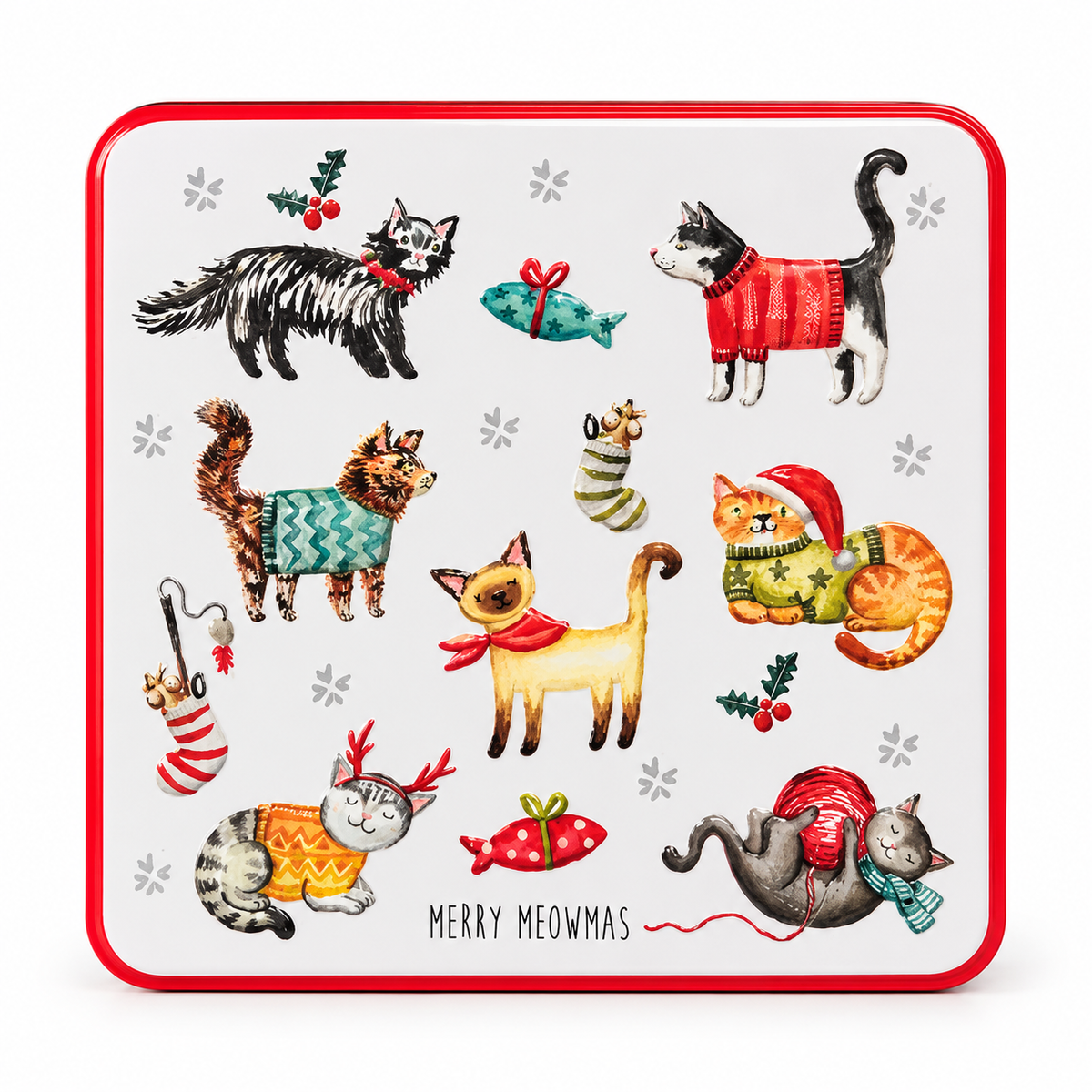 Grandma Wild's Embossed Merry Meowmas Biscuit Tin 160g