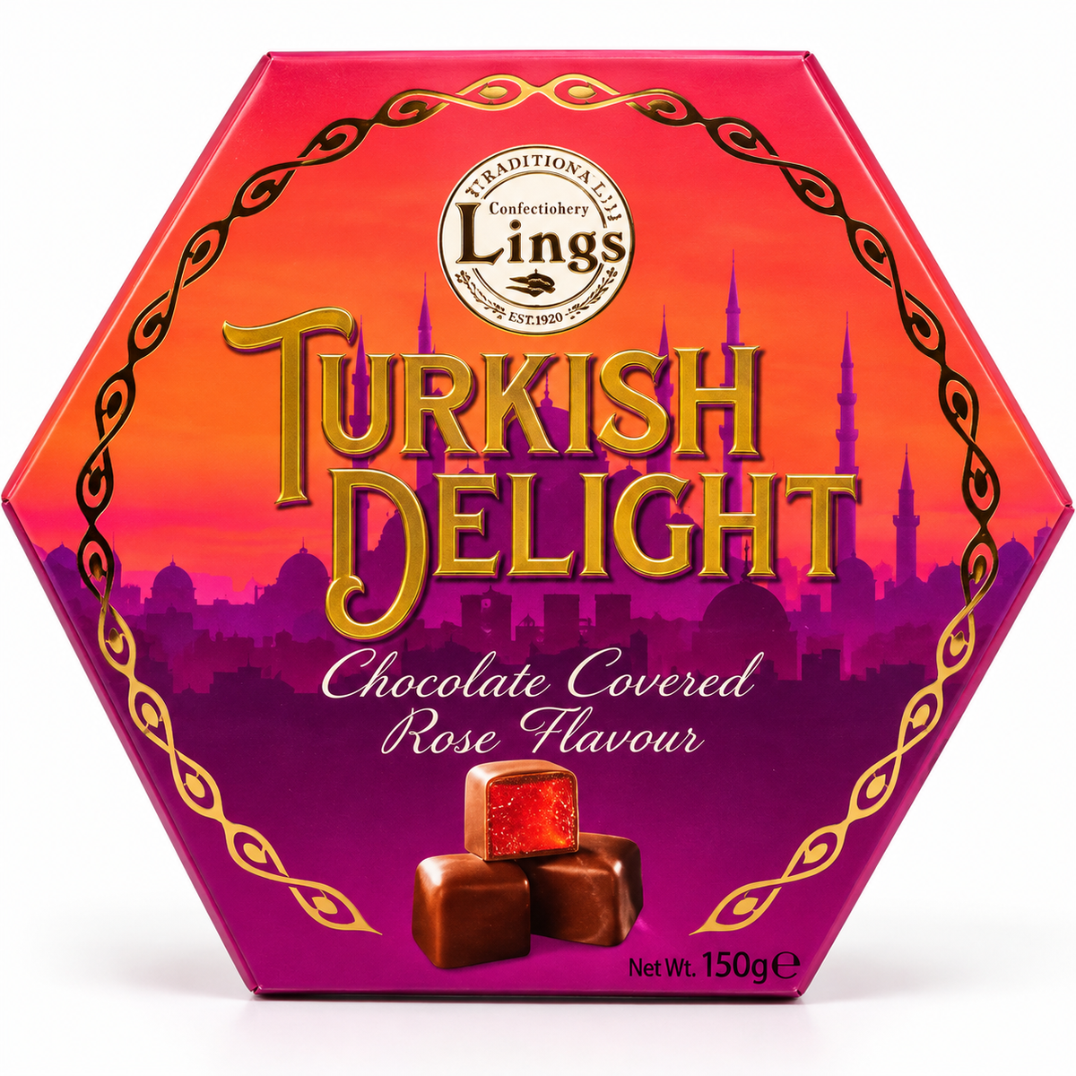 Lings Chocolate Covered Rose Turkish Delight 150g
